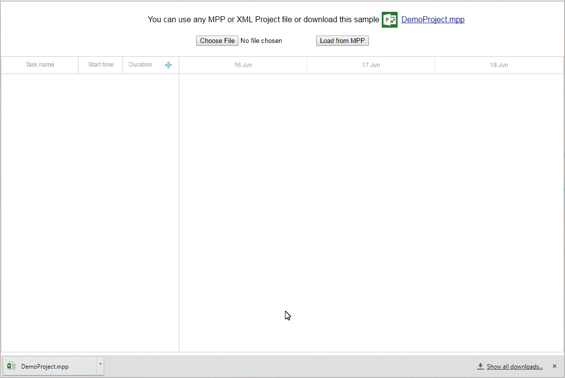 Export And Import From MS Project In DHTMLX Gantt Chart