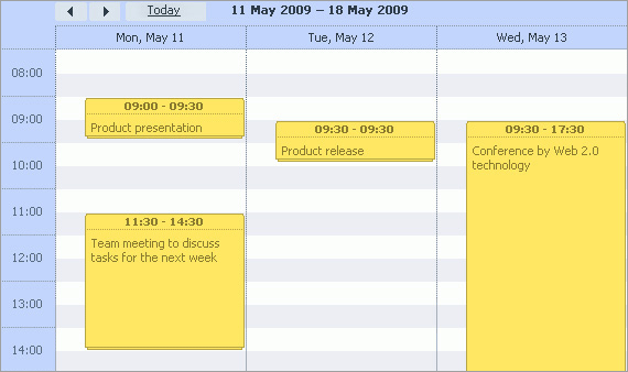 dhtmlxScheduler - Ajax/JavaScript Events Calendar