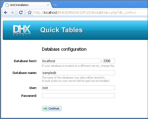 Quick Tables - Grid Installation