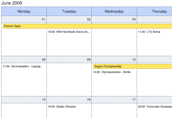 dhtmlxScheduler in PDF. Month View.