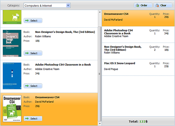 Online Store with dhtmlxDataView - Final Result