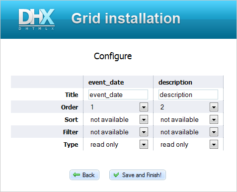 Quick Tables - Configure Grid View Settings