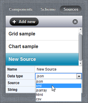 DHTMLX Touch Designer - Manage Datasources