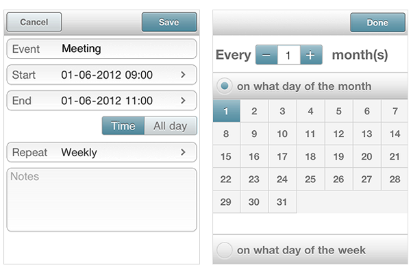 Mobile Scheduler - Recurring Events