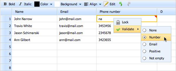 dhtmlxSpreadsheet 2.0 - Cell Validation