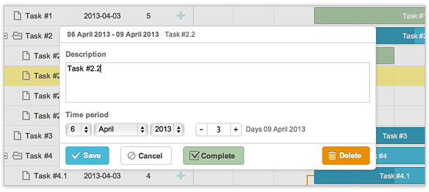 JavaScript Gantt Chart - Lightbox