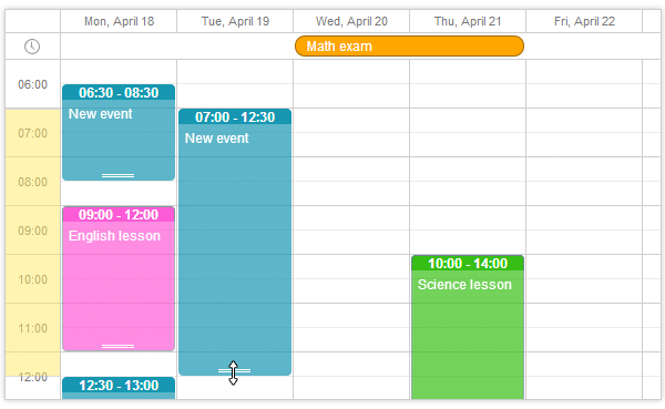 dhtmlxScheduler 4.1 - Highlight Time Scale