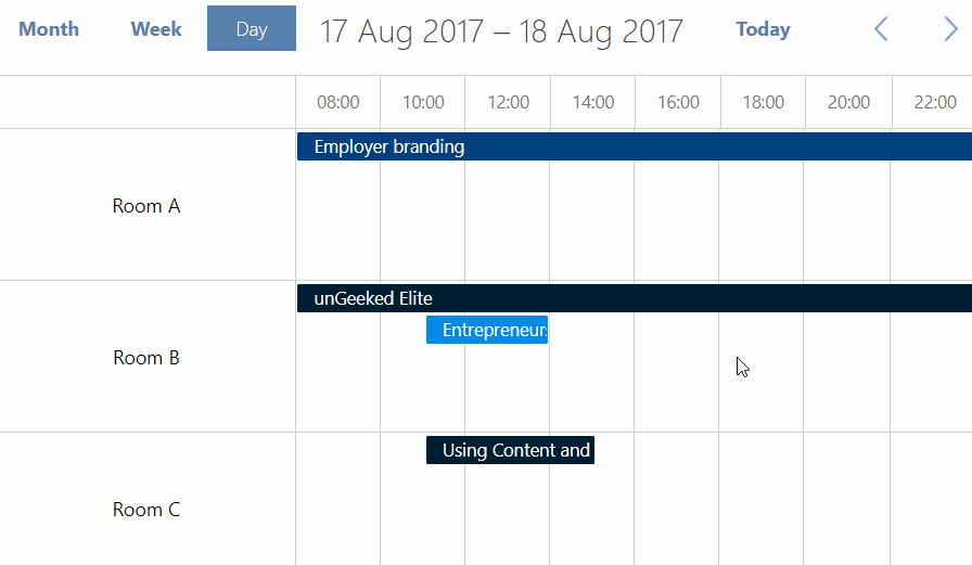 zoom the scheduling area