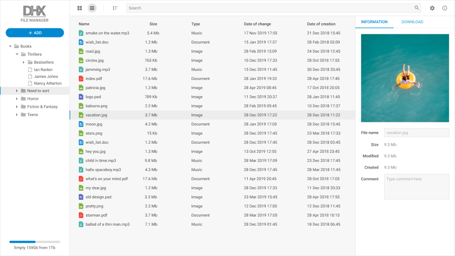 JavaScript UI Framework DHTMLX Suite