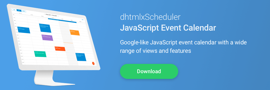 Download dhtmlx Scheduler - JavaScript scheduling calendar