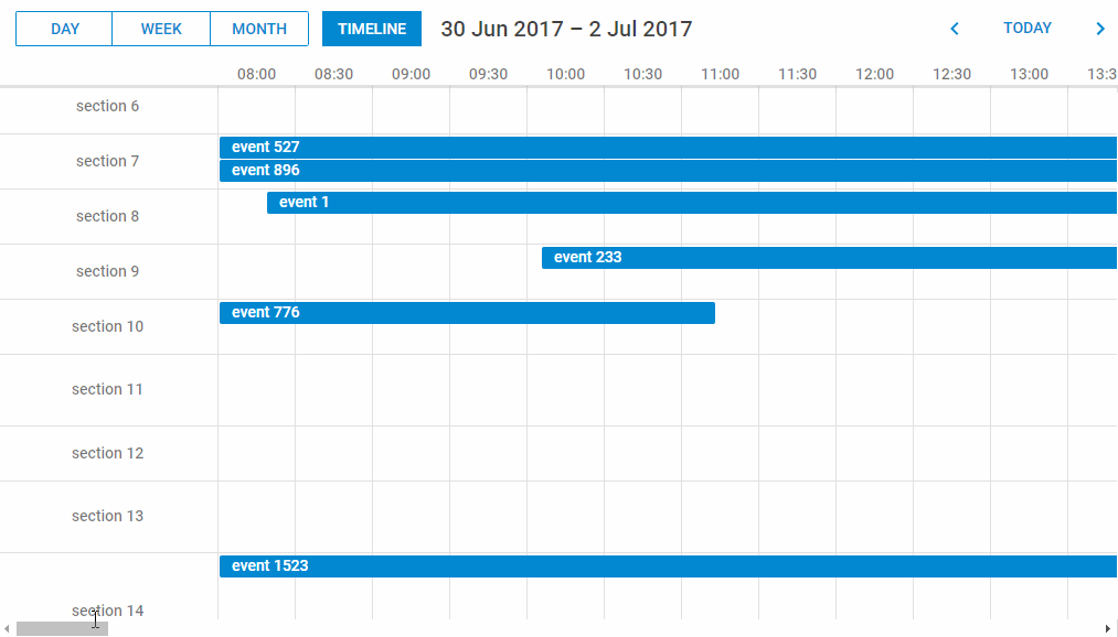 DHTMLX Scheduler - Timeline view - Horizontal Scroll