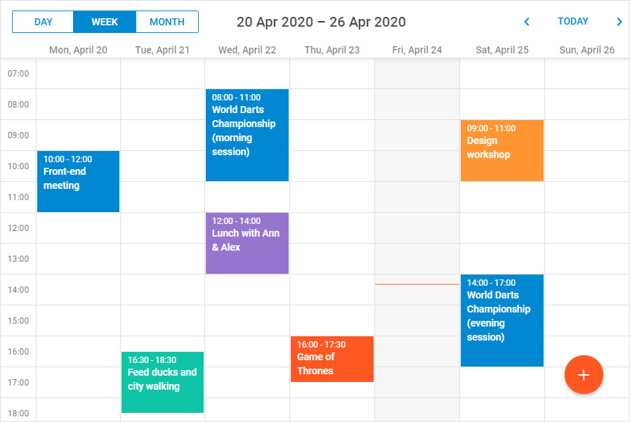 DHTMLX Event Calendar