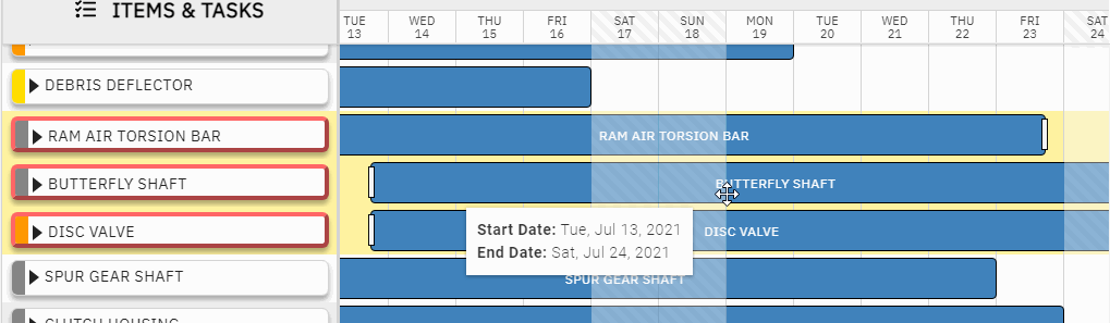 Rescheduling tasks with drag-and-drop