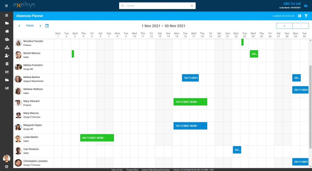 Exelsys - DHTMLX Scheduler - Timeline View