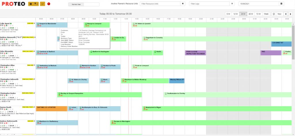 DHTMLX Scheduler in the Proteo project