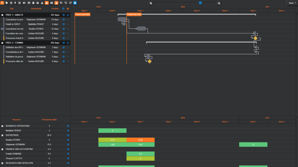 Gantt - dark mode