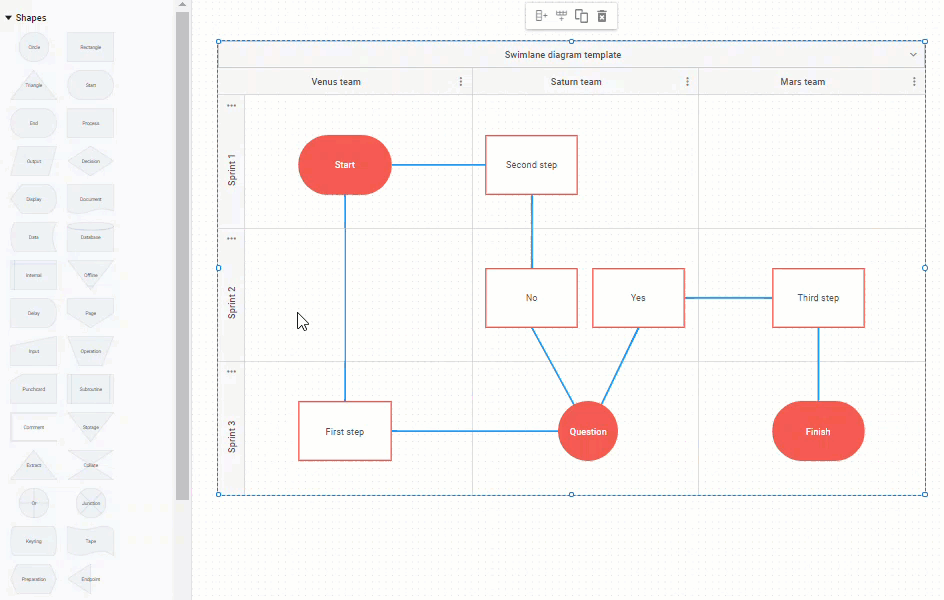 DHTMLX Diagram Editor - Adding extra shapes to swimlanes