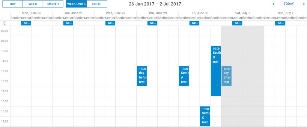 Units view - schedule for multiple days