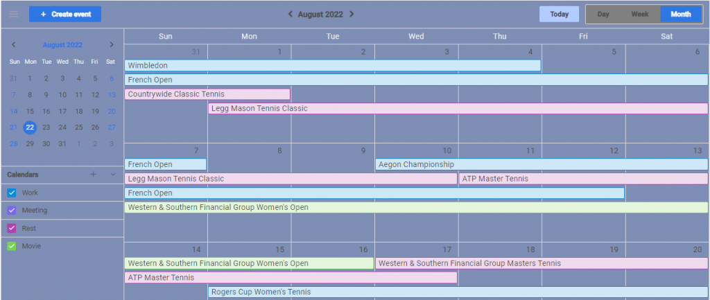 DHTMLX Event Calendar - Stylization