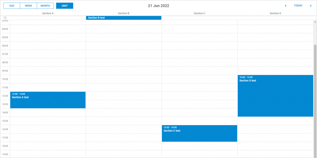 DHTMLX Scheduler - Unit view