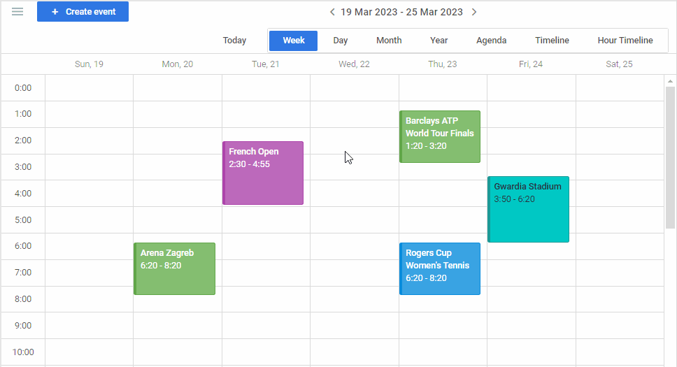 DHTMLX Event Calendar v2.0 -  switching between modes with toggle buttons