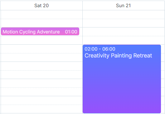 Scheduler 7.0 - dimensions of events