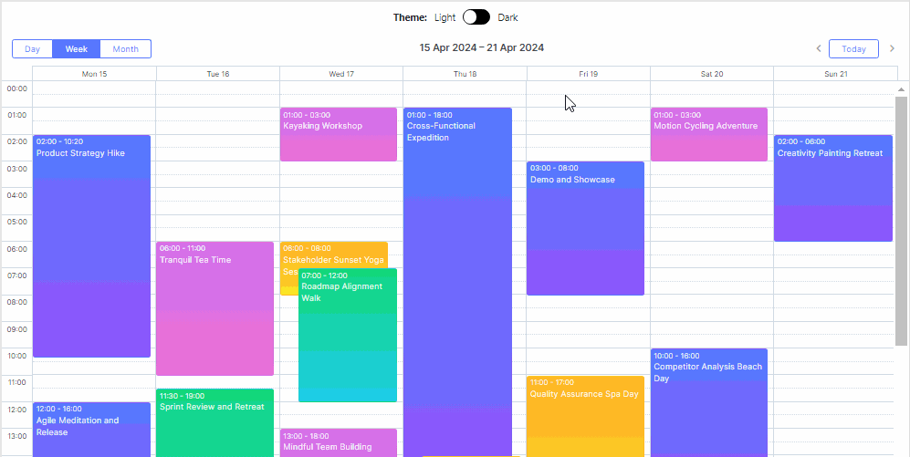 Scheduler 7.0 - switching between themes