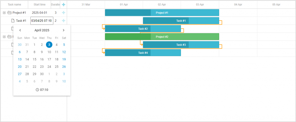 Gantt + Calendar widget - inline editor 