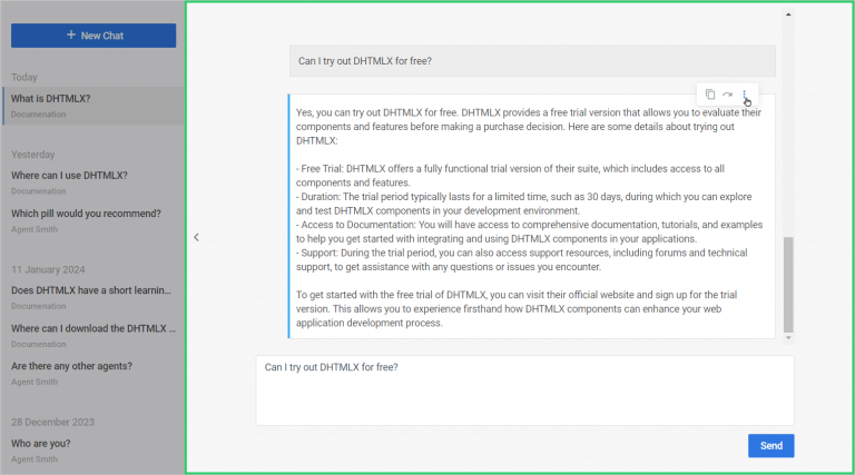 DHTMLX Introduces ChatBot: MIT-Licensed UI Component for AI Chat Apps