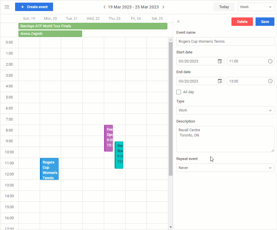 Event Calendar  - recurring events