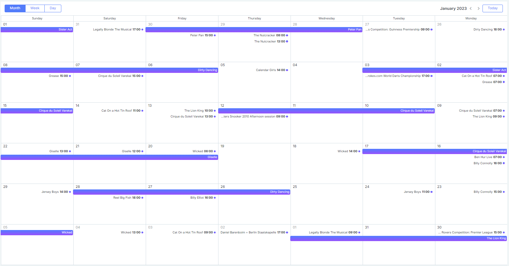 Event Calendar - RTL mode