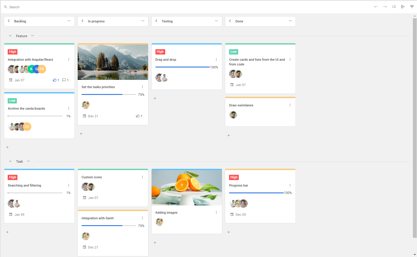 displaying avatars of users assigned to tasks