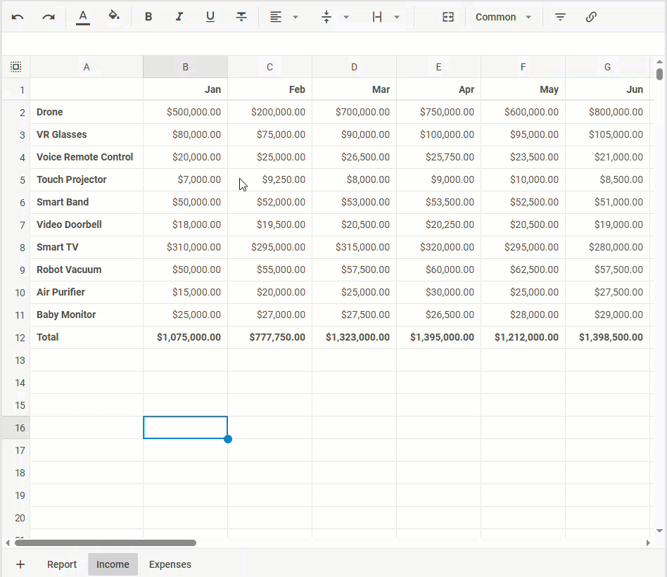 freezing rows and columns