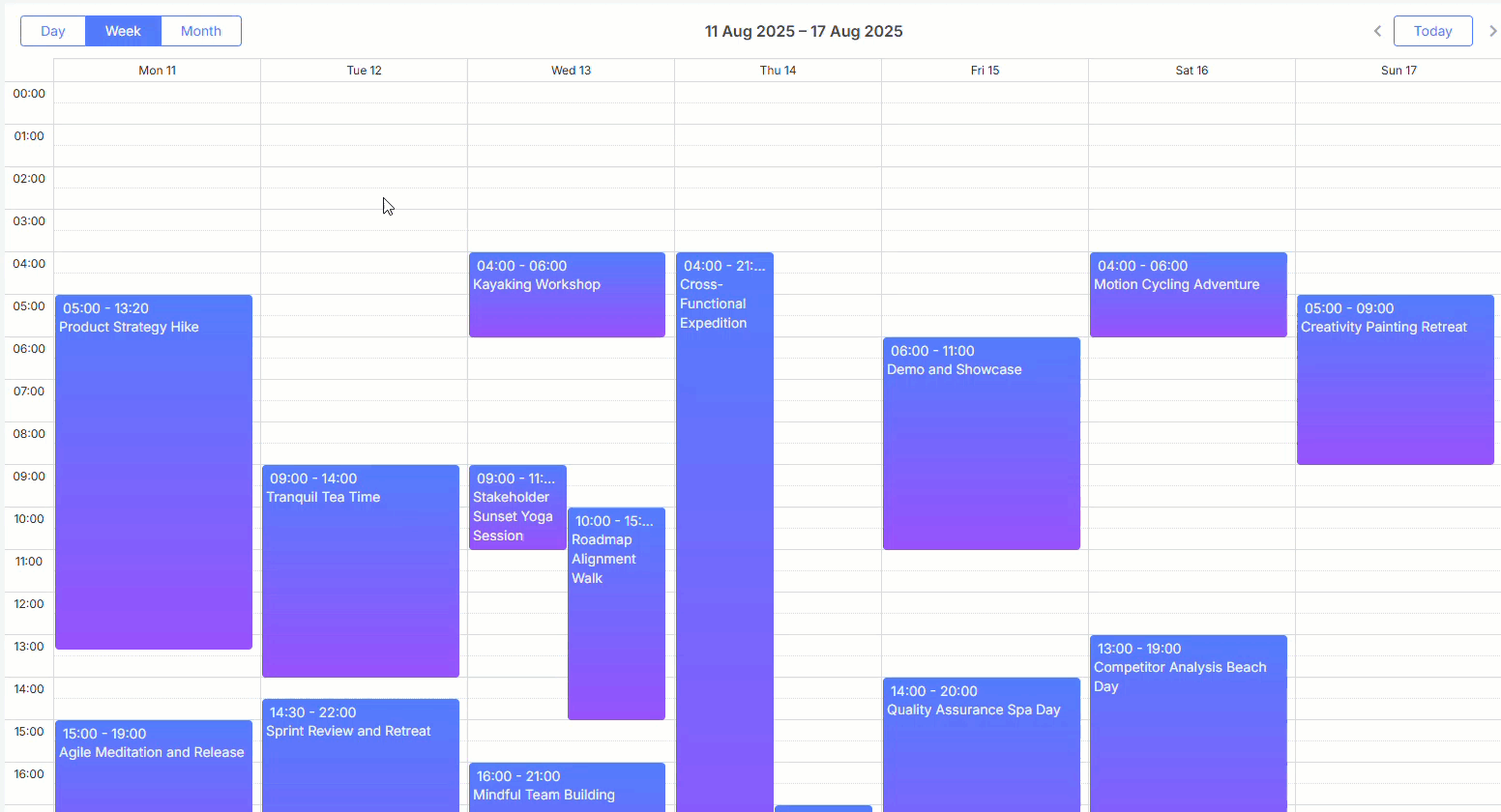 React Scheduler with a custom view