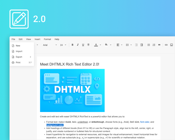 DHTMLX RichText Editor 2.0