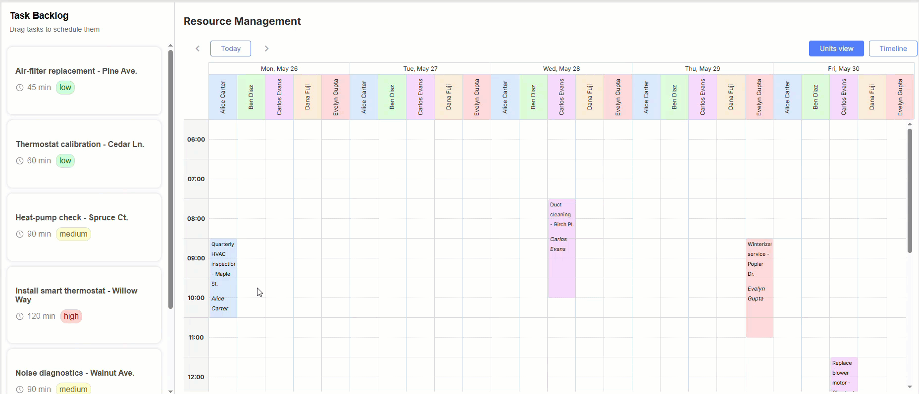 backlog with drag-and-drop support
