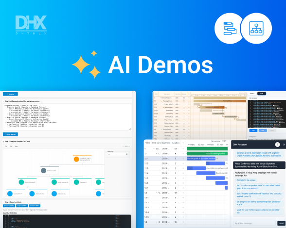 AI demos based on DHTMLX Gantt and Diagram