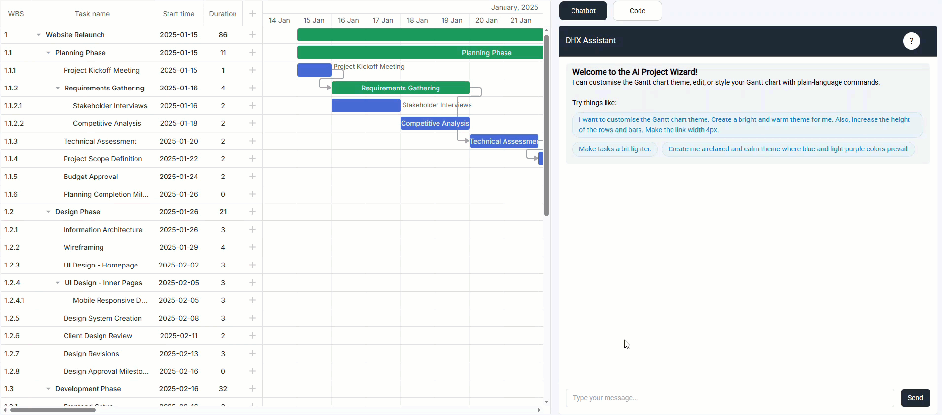 DHTMLX AI Theme Builder