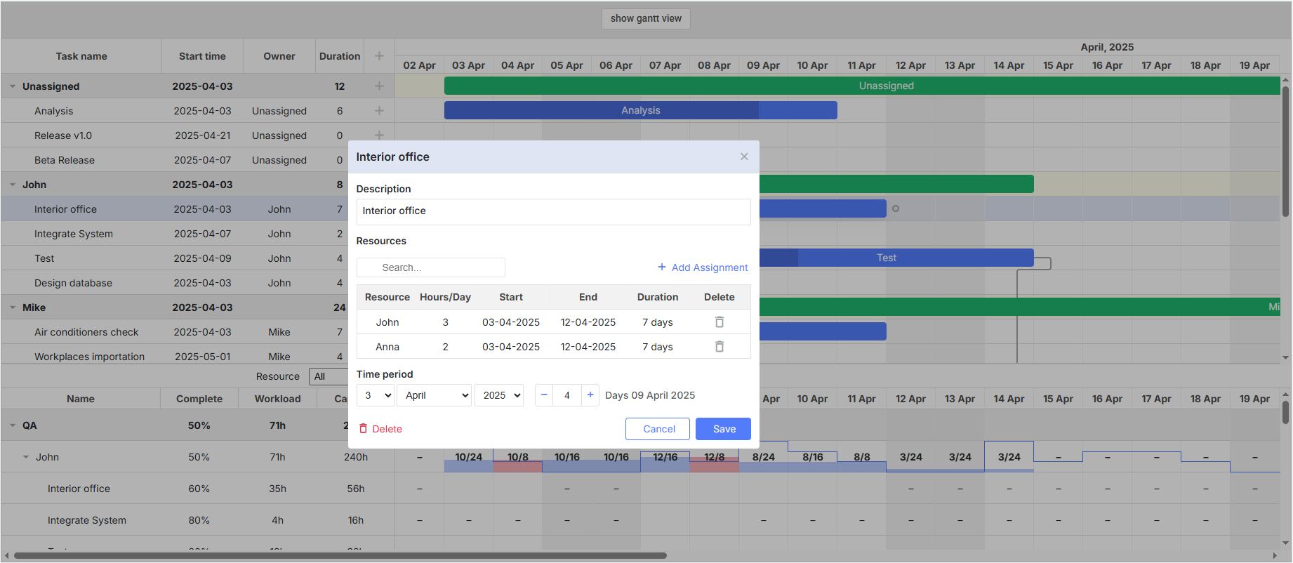 new resource assignment control in  Lightbox