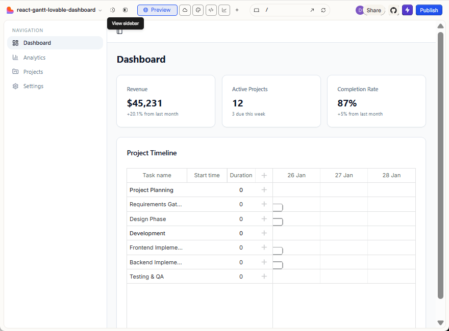 Gantt timeline is rendered without tasks