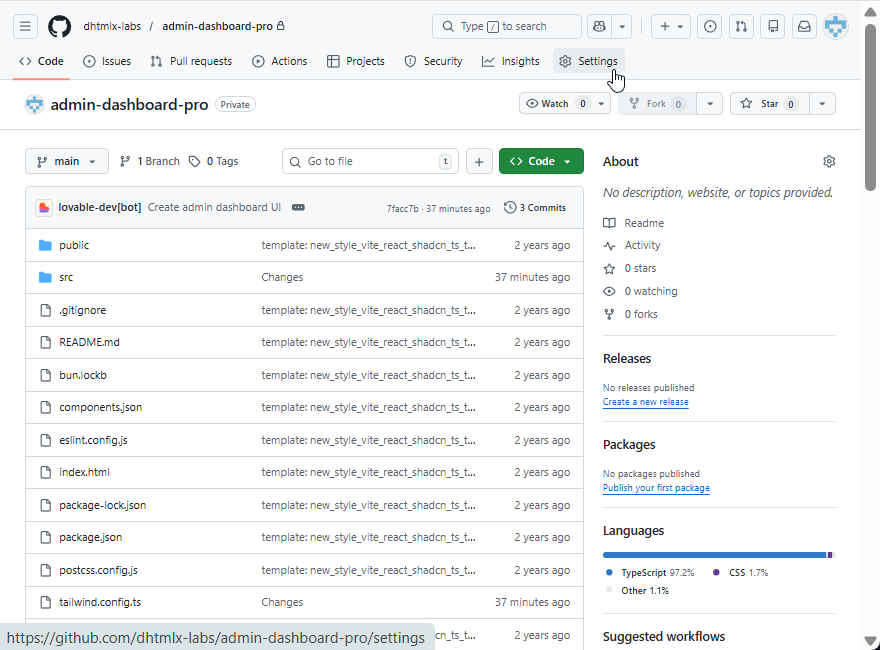 Lovable AI project on GitHub