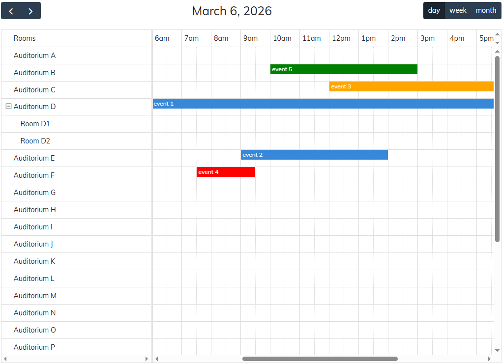 working with resources using FullCalendar
