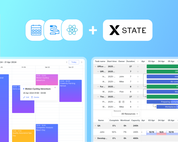 managing state in apps with Gantt and Scheduler via XState