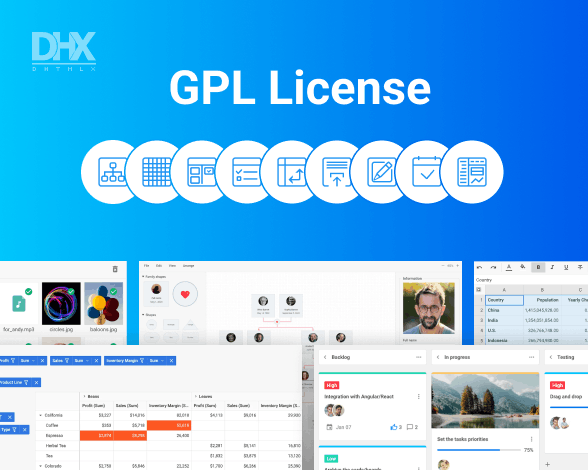 GPL license for all DHTMLX components