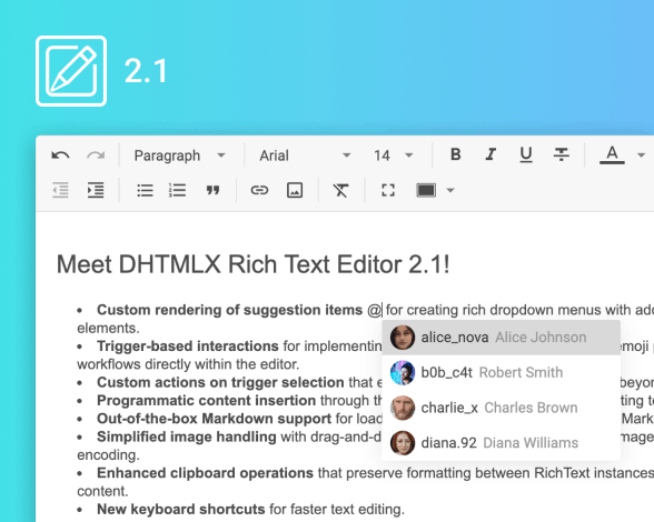 DHTMLX RichText 2.1