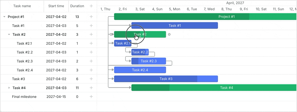Dragging Taskbars Along the Timeline