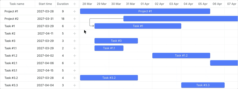 selecting and dragging several tasks"