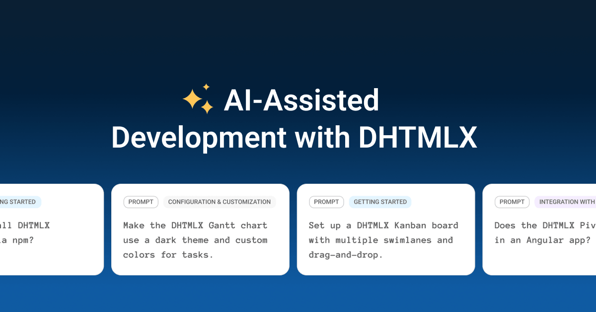 AI-Powered Development with DHTMLX | Build Web Apps Faster and Smarter.