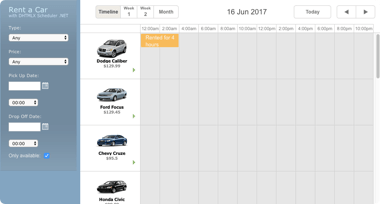 Car Rental Calendar (ASP.NET)