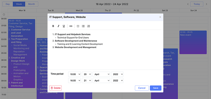 Event editor for DHTMLX Scheduler